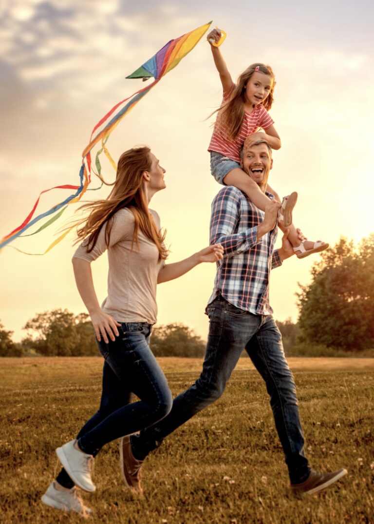 Happy Family with Kids and Kite